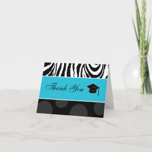 Zebra & de Druk van Stippen met Pet: Blauw Bedankkaart