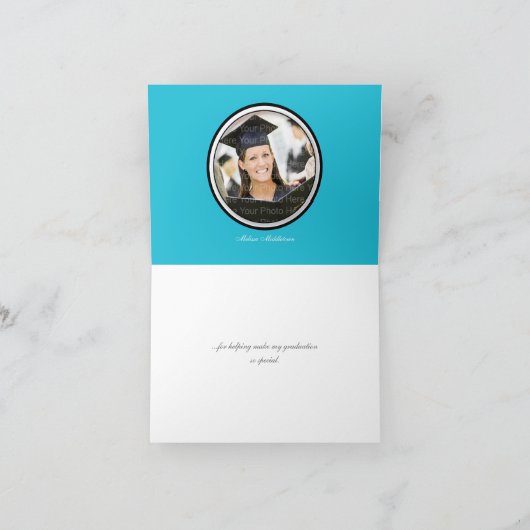 Zebra & de Druk van Stippen met Pet: Blauw Bedankkaart (Binnen)