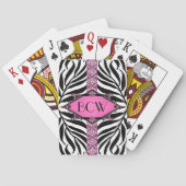 Zebra Deco Pink Diamond Monogram Pokerkaarten (Achterkant)
