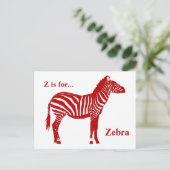 Zebra - Deep Red en White Briefkaart (Staand voorkant)
