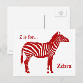 Zebra - Deep Red en White Briefkaart (Voorkant / Achterkant)