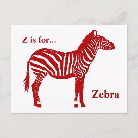 Zebra - Deep Red en White Briefkaart (Voorkant)
