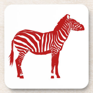 Zebra - Deep Red en White Drankjes Onderzetter