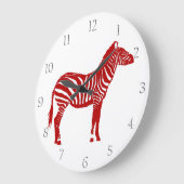 Zebra - Deep Red en White Grote Klok (Hoek)