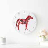 Zebra - Deep Red en White Grote Klok (Huis)