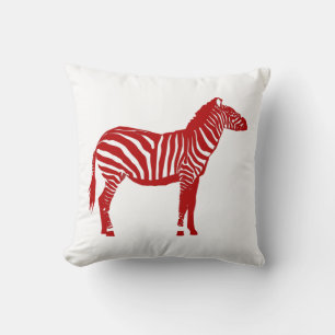 Zebra - Deep Red en White Kussen