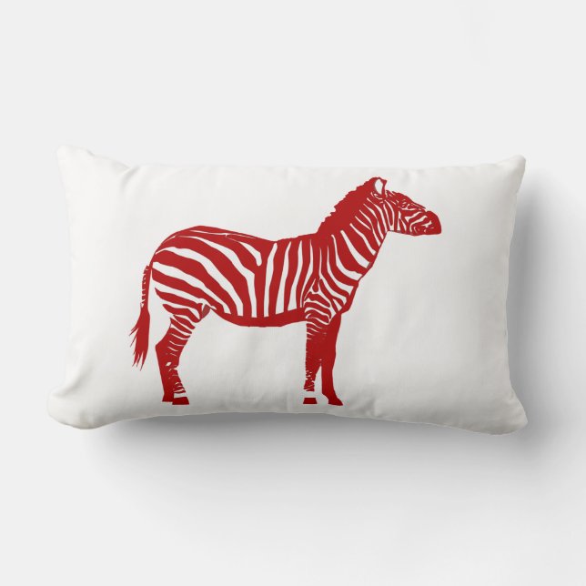 Zebra - Deep Red en White Kussen (Voorkant)