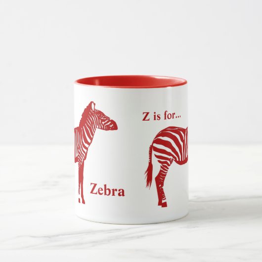 Zebra - Deep Red en White Mok (Midden)