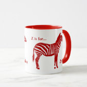 Zebra - Deep Red en White Mok (Voorkant rechts)