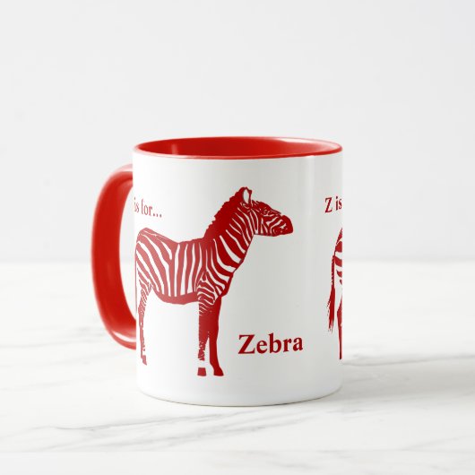 Zebra - Deep Red en White Mok (Voorkant links)