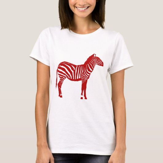 Zebra - Deep Red en White T-shirt (Voorkant)