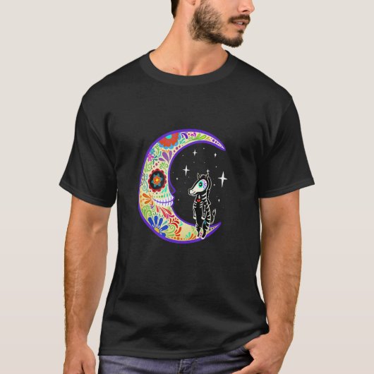 Zebra Dia De Los Muertos Skelet Suiker Schedel T-shirt (Voorkant)