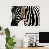 Zebra dicht bij en gestreept zwart-wit patroon poster (Thuiskantoor)