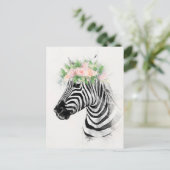 Zebra die een bloemkroon-kroonportret voeren briefkaart (Staand voorkant)