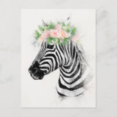 Zebra die een bloemkroon-kroonportret voeren briefkaart (Voorkant)