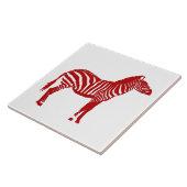 Zebra - Diep rood en wit Tegeltje (Zijkant)