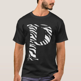 Zebra Dier Huid Patroon Initiaal Letter P Naam M T-shirt