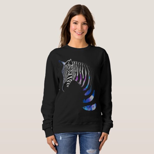 Zebra Dier Strepen Veren, Dames Sweatshirt (Voorkant volledig)