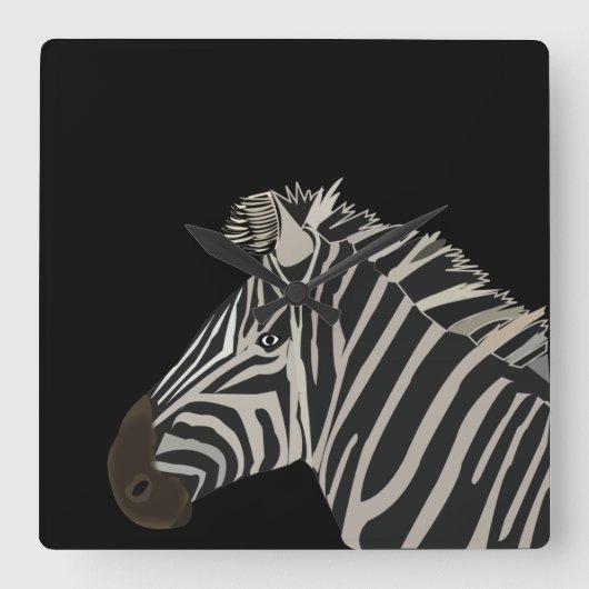 Zebra Dier Vierkante Klok (Voorkant)