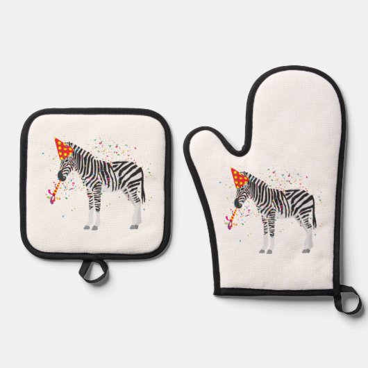 Zebra - Dieren met een partij Ovenwant & Pannenlap Set (Voorkant)