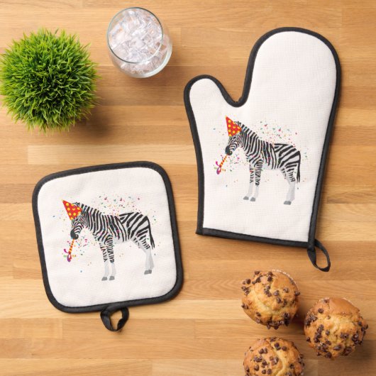 Zebra - Dieren met een partij Ovenwant & Pannenlap Set (Top down)