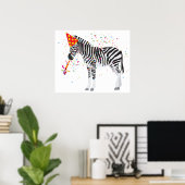 Zebra - Dieren met een partij Poster (Thuiskantoor)