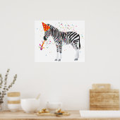 Zebra - Dieren met een partij Poster (Keuken)