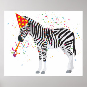 Zebra - Dieren met een partij Poster