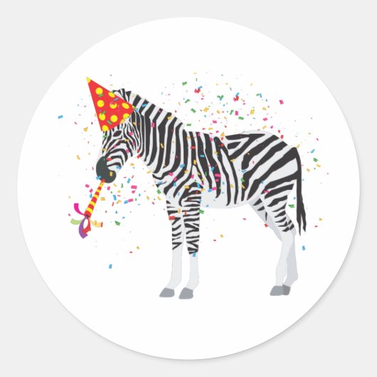 Zebra - Dieren met een partij Ronde Sticker (Voorkant)