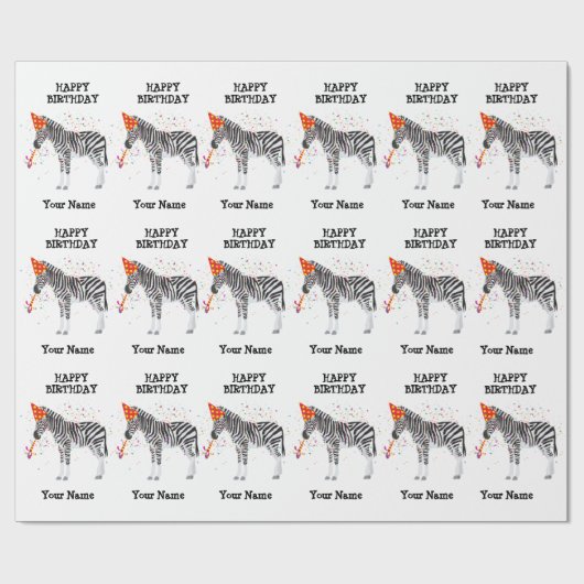 Zebra - Dieren op de geboorte Cadeaupapier (Vlak)