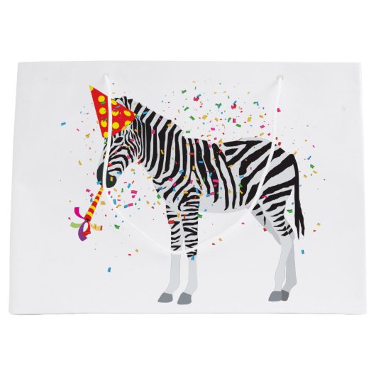 Zebra - Dieren op de geboorte Groot Cadeauzakje (Voorkant)