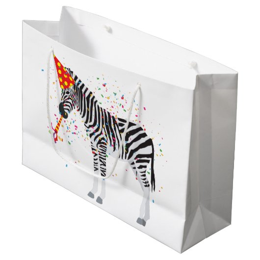 Zebra - Dieren op de geboorte Groot Cadeauzakje (Voorkant Gekanteld)