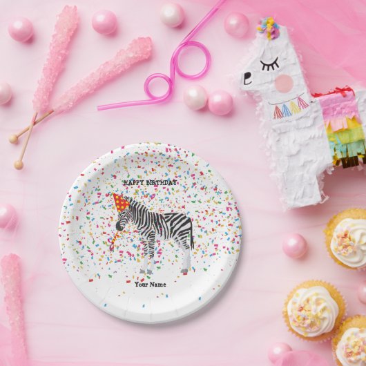 Zebra - Dieren op de geboorte Papieren Bordje (Feest)