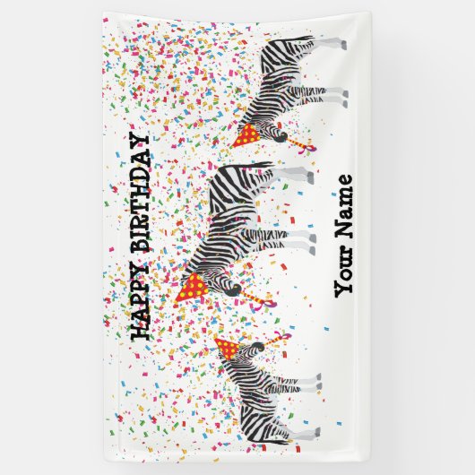 Zebra - Dieren op de geboorte Spandoek (Verticaal)