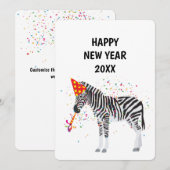 Zebra - Dierenfeestdag nieuwe jaarkaart Feestdagenkaart (Voorkant / Achterkant)