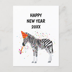 Zebra - Dierenfeestdag nieuwe jaarkaart Feestdagenkaart