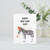 Zebra - Dierenfeestdag nieuwe jaarkaart Feestdagenkaart (Staand voorkant)