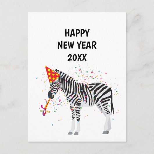 Zebra - Dierenfeestdag nieuwe jaarkaart Feestdagenkaart (Voorkant)