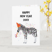 Zebra - Dierenfeestdag nieuwe jaren Kaart (Gele Bloem)