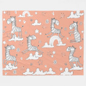 Zebra Dierenlijn Set Fleece Deken (Voorkant (Horizontaal))