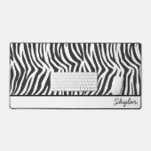 Zebra Dierenprint Aangepaste Cursieve Naam Bureaumat (Keyboard & Muis)
