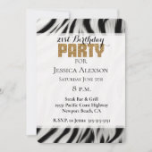 Zebra Dierenprint Gouden Glitter 21e Verjaardag Kaart (Voorkant)