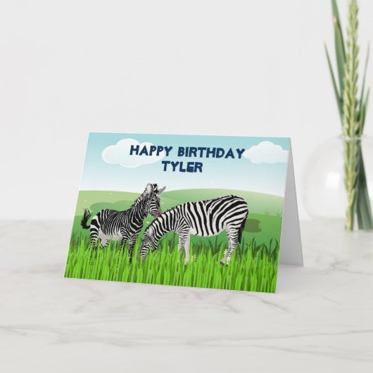 Zebra dierentuin - Kaart op zaterdag voor jongens (Voorkant)