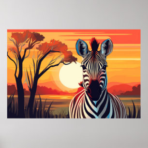 Zebra Dierlijk Oerwoud Natuur Wilderness Poster