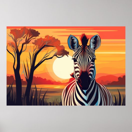 Zebra Dierlijk Oerwoud Natuur Wilderness Poster (Voorkant)