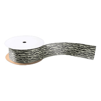 Zebra Dierlijke afdruk zwarte lichte beige strepen Satijnen Lint