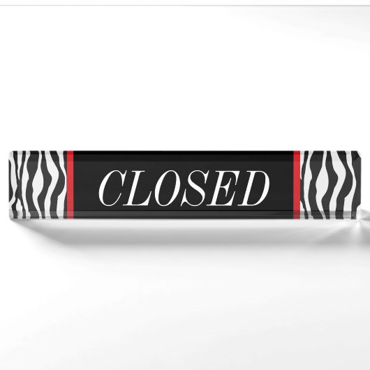 Zebra Dierlijke Gestreepte Print met Rode Bar | DI Naambordje (Voorkant)