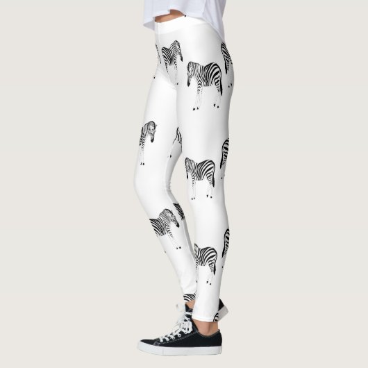 Zebra-dierpatroon op wit leggings (Links)