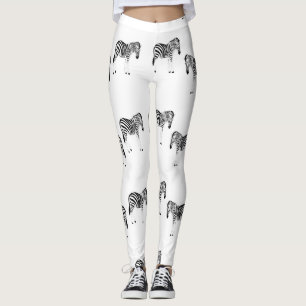 Zebra-dierpatroon op wit leggings