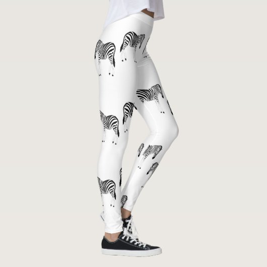 Zebra-dierpatroon op wit leggings (Rechts)